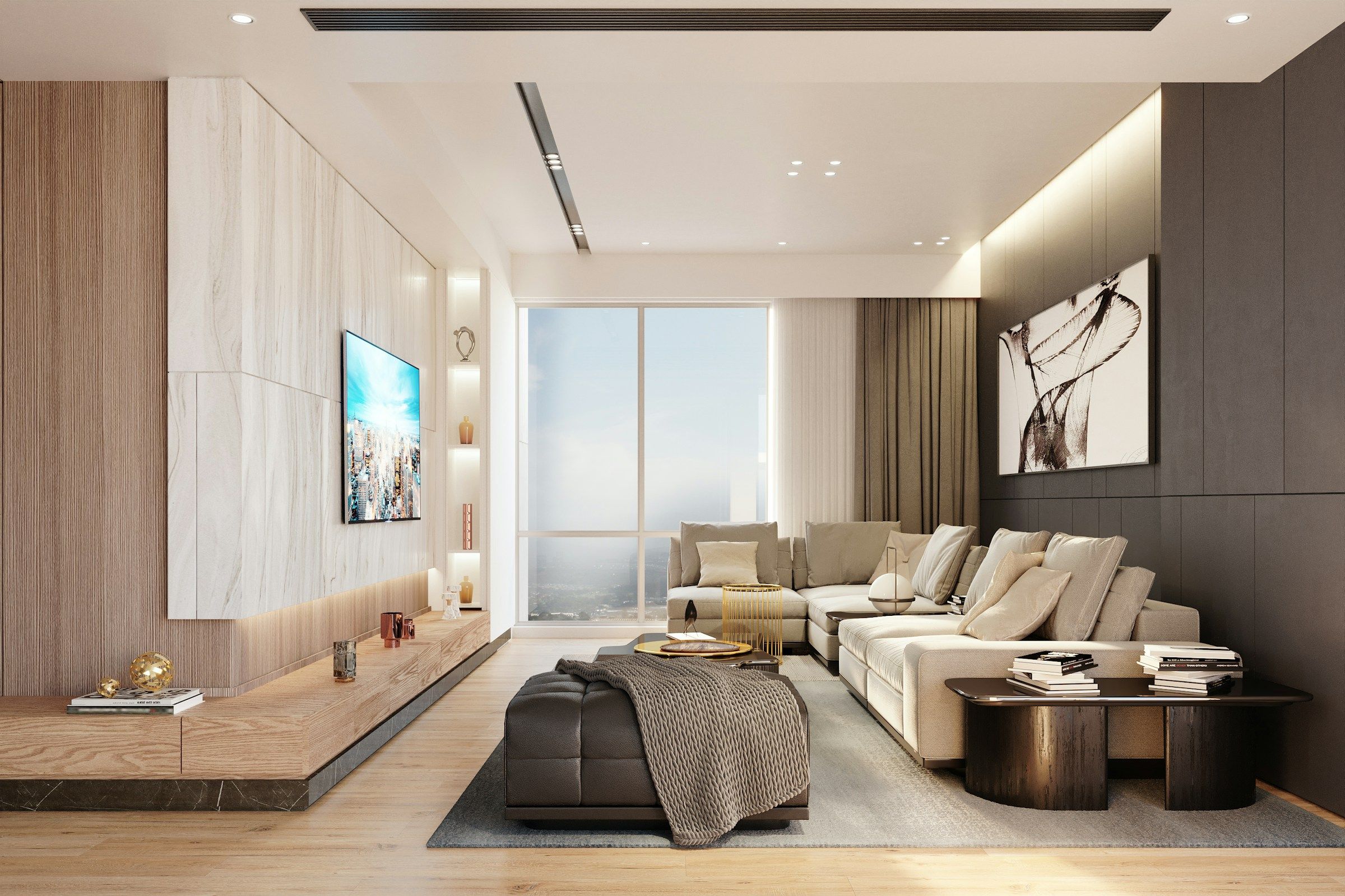 Odnowiony salon w apartamencie po remoncie